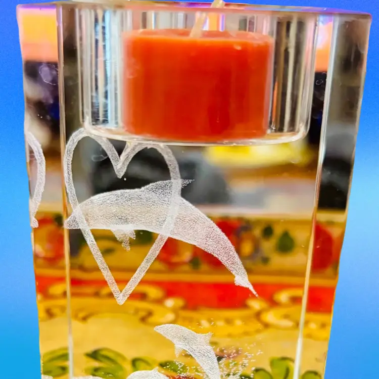 Paperweight Dolphin Jumping Through Heart Tea Light Holder