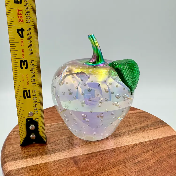 “Glass Art Studio” Iridescent Apple Paperweight