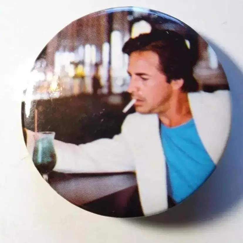 Miami Vice Don Johnson Official Button Up Badge Pinback Retro TV Show 1984