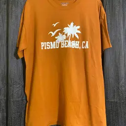 Gildan Men's Size Large Burnt Orange Pismo Beach, CA Short Sleeve T-Shirt