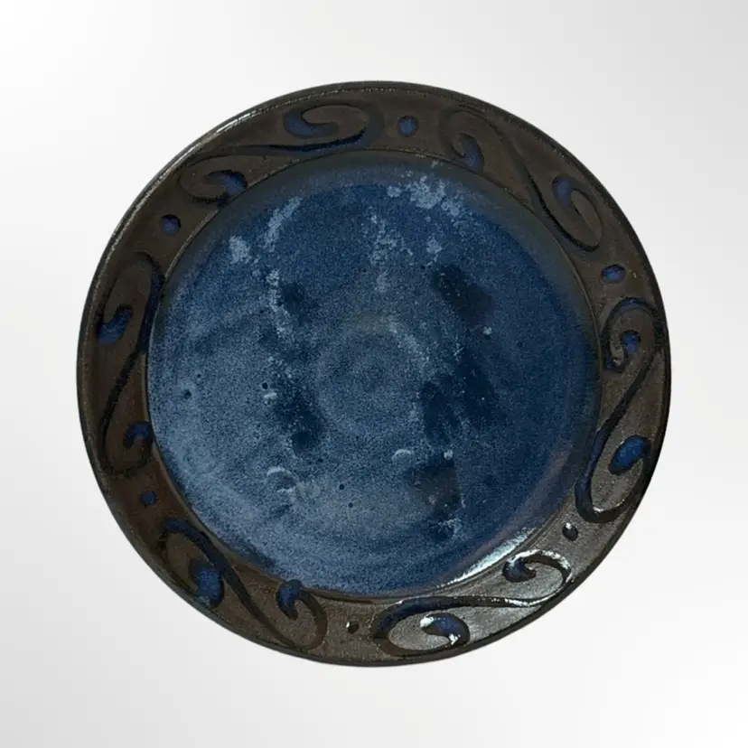 Beautiful Blue Glaze Amy Palatnick Studio Pottery Plate 8.5” Diameter