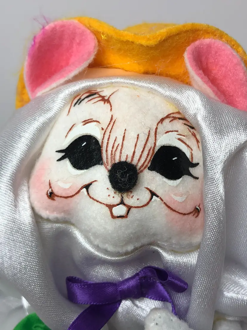 2008 Annalee Doll 6" Halloween Trick Or Treat Ghost Mouse Green Bag White Sheet