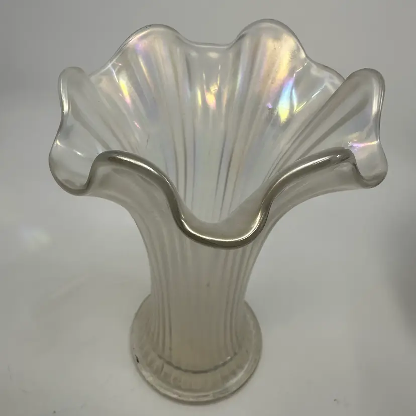 Vintage Northwood Iridescent Glass Swung Vase
