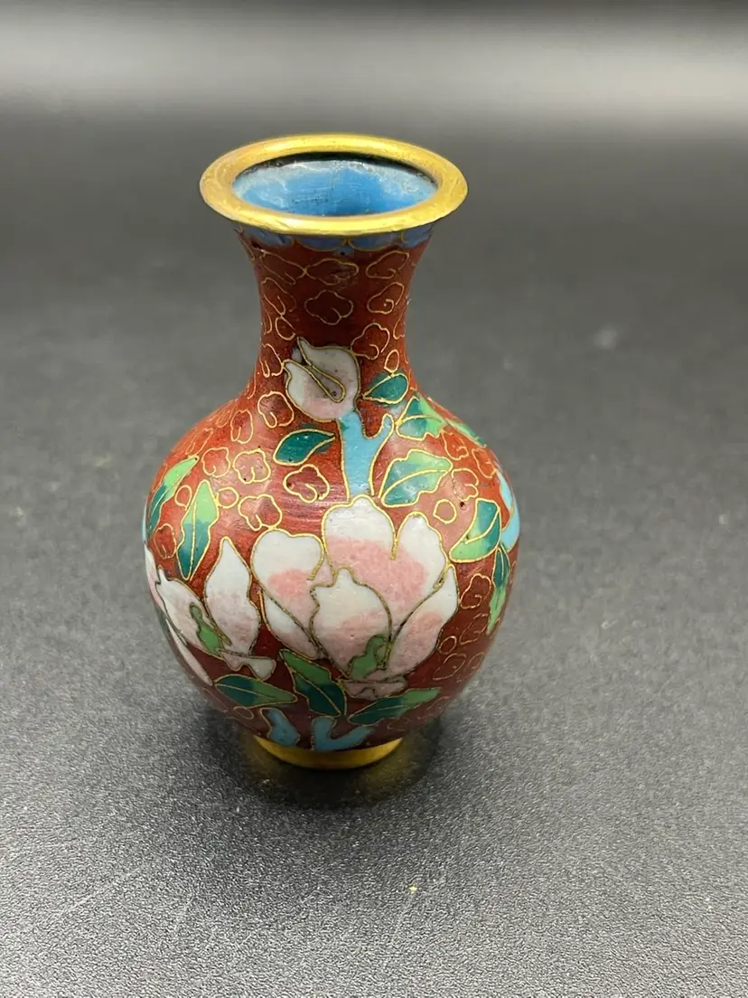 Vintage Minature Cloisonné Floral Vase