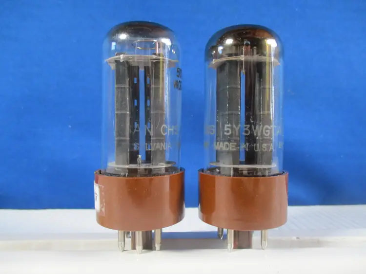 Sylvania JAN CHS 5Y3WGTA Vacuum Tubes Code Matched Pair TV-7 Tested Strong