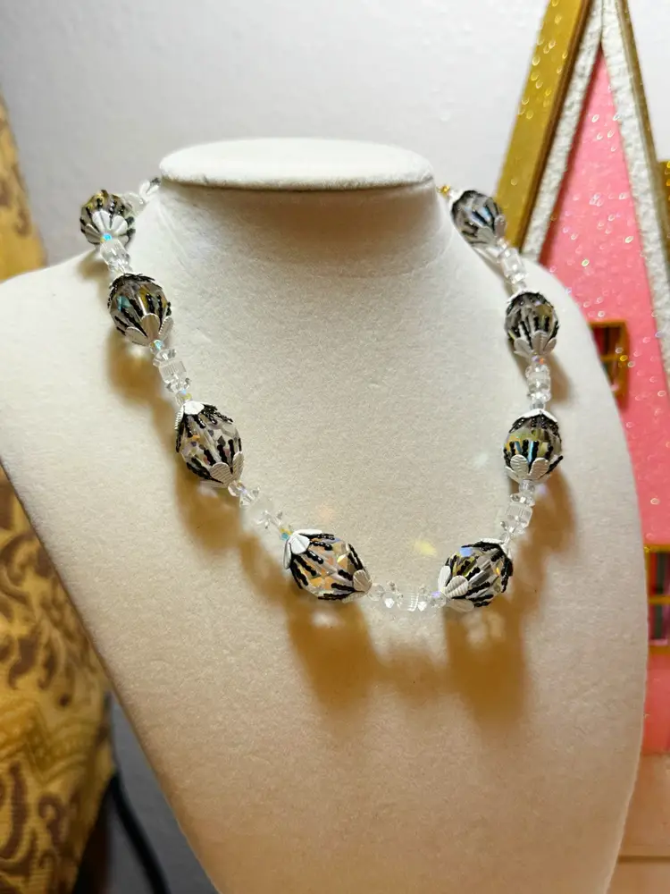 Vintage Vendome Glass Ab Crystal Necklace 15”