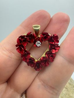 Danbury Mint Heart of "A Dozen Red Roses" Crystal Pendant