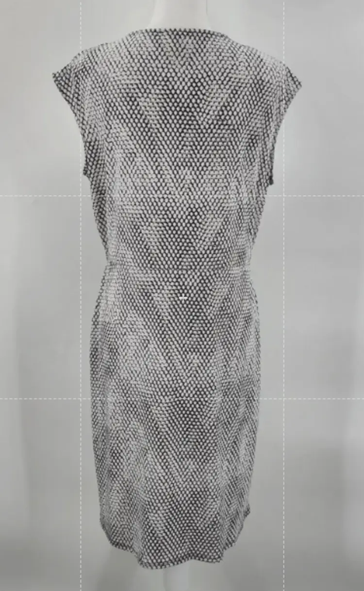 Michael Kors Black White Wrap Midi Knee Length Short Sleeve Dress Large