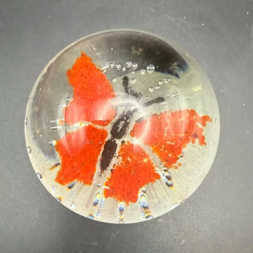 Vintage Hand Blown Butterfly Paperweight