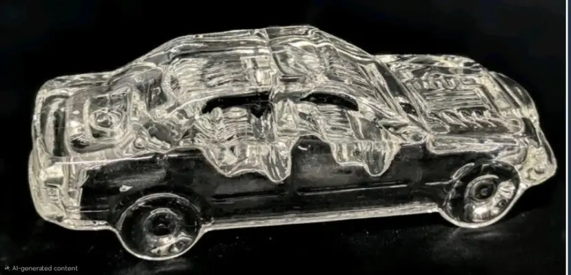Clear Glass Car-Shaped Mercedes Benz Collectible Figurine, 6.5 Inch Decorative Sedan with Molded Interior