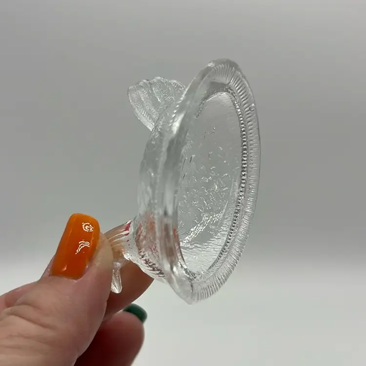 Vtg. Clear Glass Hen on Nest Miniature 2.5”