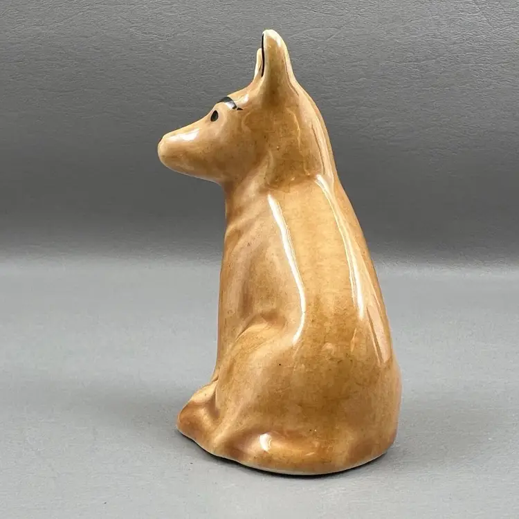 Vintage Dog Ceramic 3.25" Figurine German Shepherd Sitting