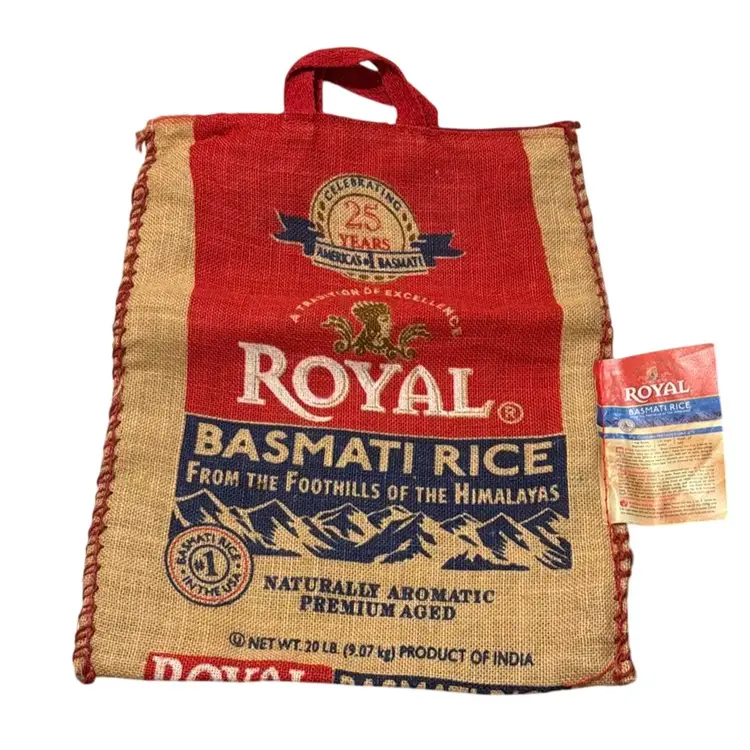 Royal White Basmati Rice 20lb Bag Tote With Zipper And Handles
