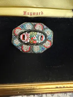 Micro Mosaic Brooch- Beautiful Vintage Floral Design