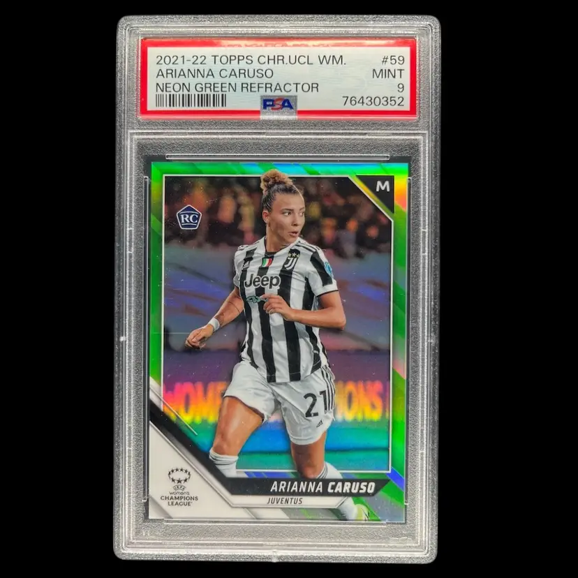 Arianna Caruso 2021/22 Topps Chrome UWCL Neon Green /99 PSA 9 Soccer Card