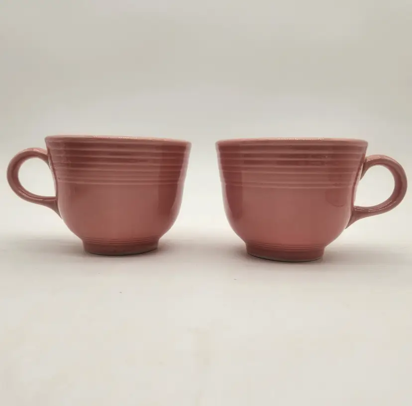 Fiesta Homer Laughlin Rose Mugs Vintage Tea Cups Made in USA Set of 2