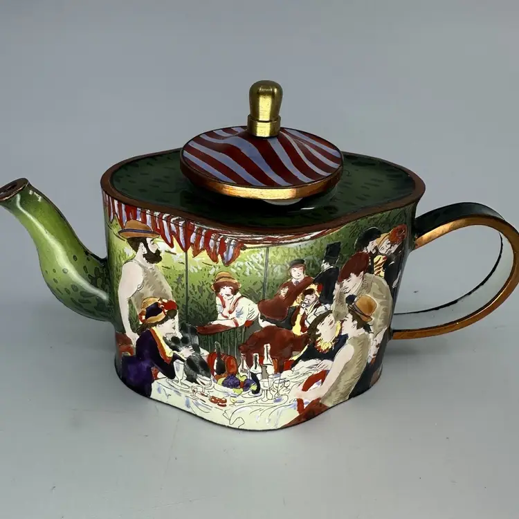 Charlotte Di Vita Hard To Find Renoir Enamel Copper Vintage Collectible English Miniature Teapot