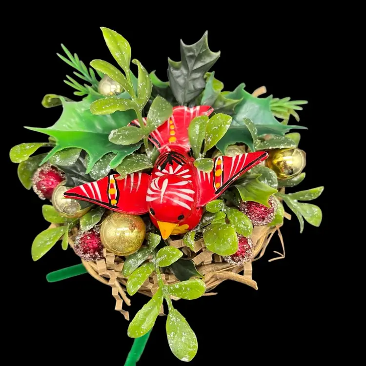 Holiday Upcycle Bird Nest Vintage Assemblage 3” x 5” - Hand Made By Me