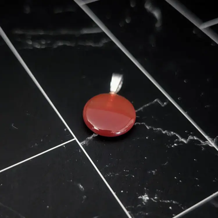 Vintage Pendant - 0.5" - Small Red Circular - No Chain Included