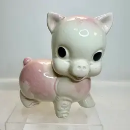1945 Rempel Diamond Pottery Co. Pink "Chubby The Pig" Collectable Figurine VTG