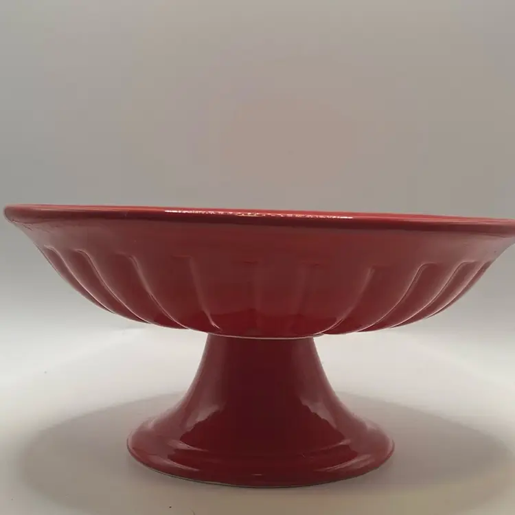 Maioliche Miessica Jessica Italian Dark Red Round Footed Pedestal Compote Bowl (see Photos)
