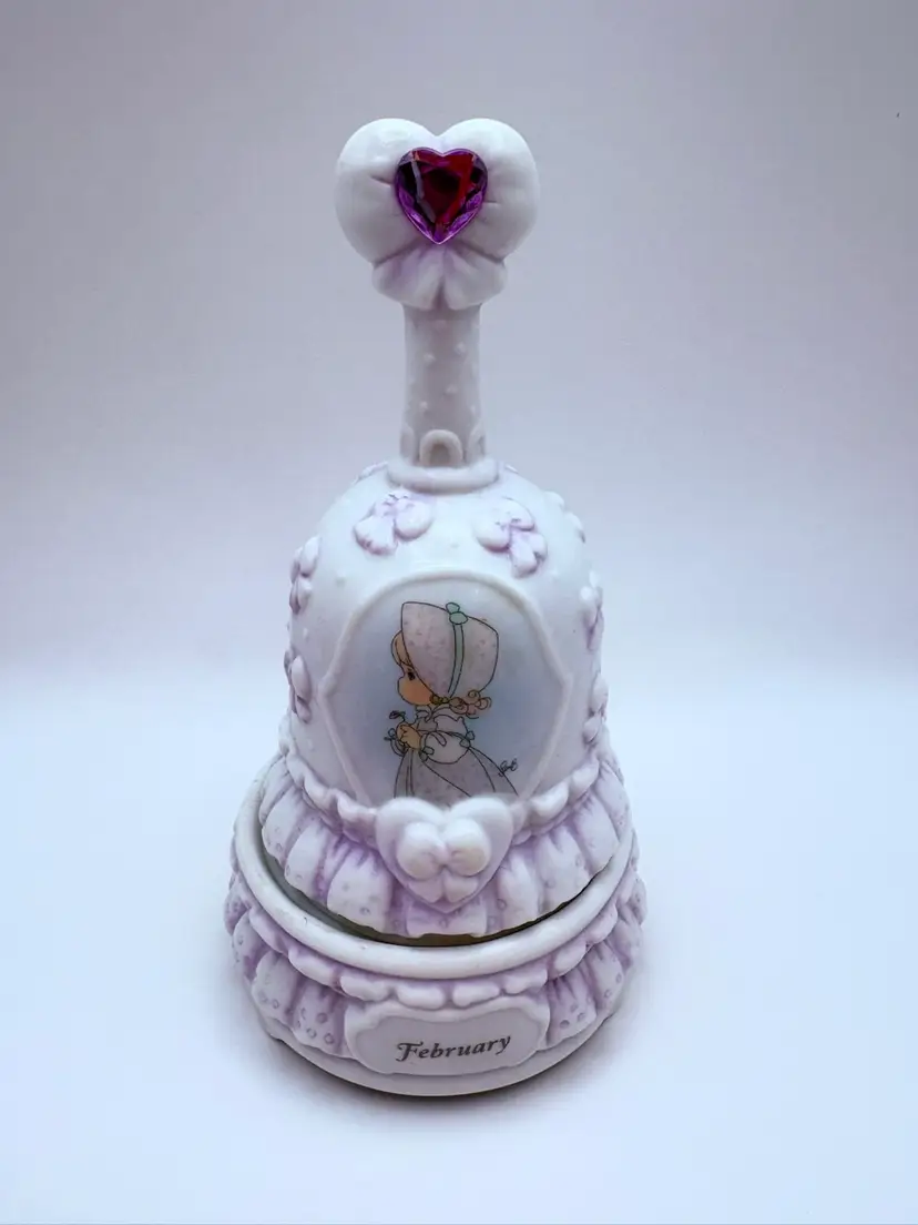 Precious Moments 1996 February Girl With Flowers Bell & Base