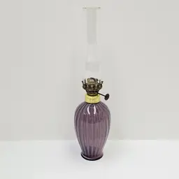 Fenton Amethyst Opalescent Swirl Glass Oil Lamp