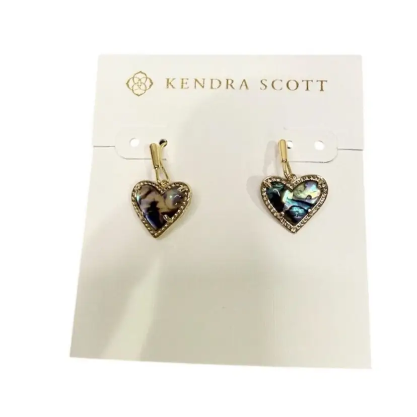 Kendra Scott abalone Heart Drop Dangle Gold Earrings