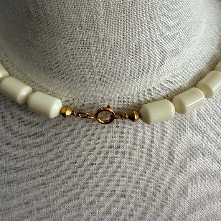 Edo Elephant Rusk Inspired White Coral Beaded Necklace