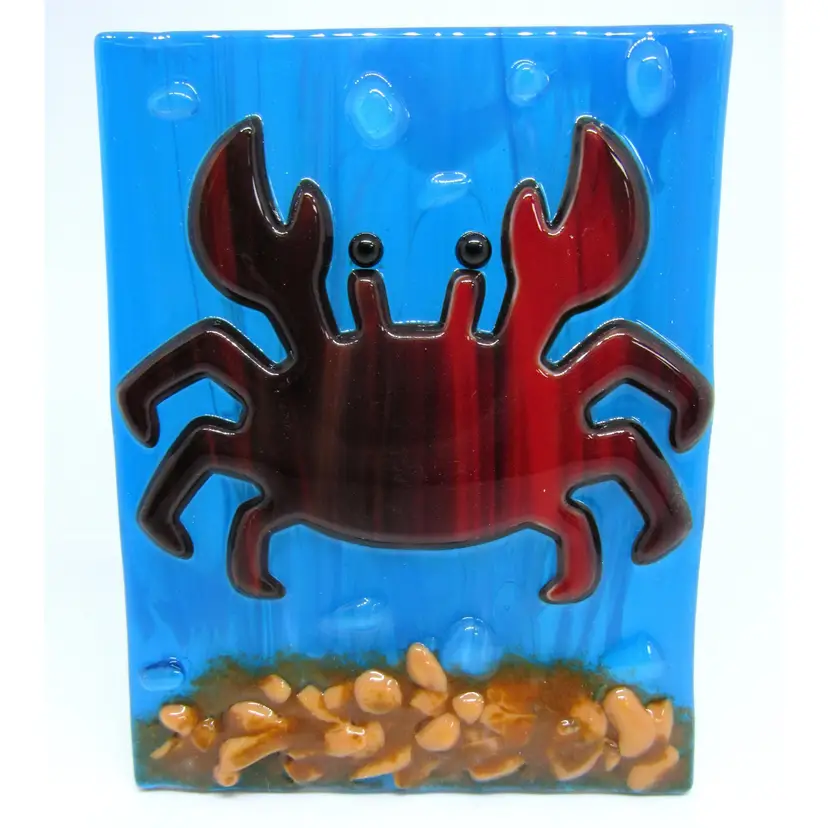 Handmade Fused Glass Crab Votive Candle Holder