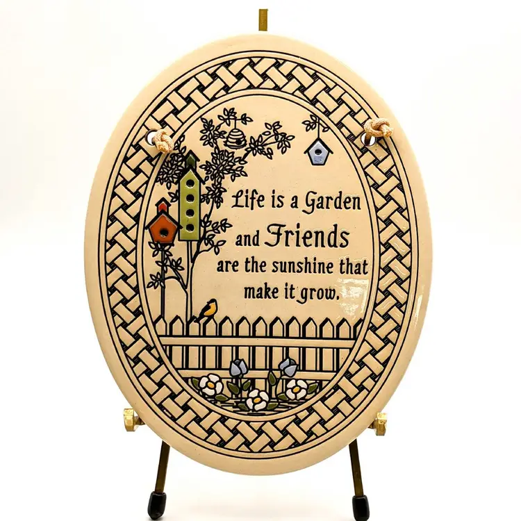 Trinity Pottery Life Is A Garden And Friends Wall Plaque Cottage Farmhouse