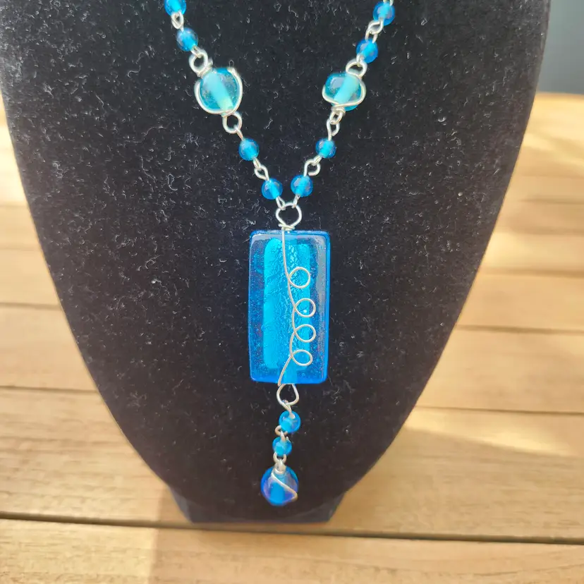 Azure Dream Glass Pendant Necklace