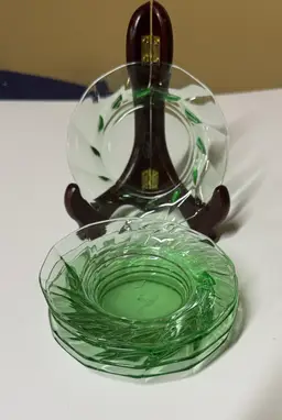 Twist Green (Moongleam) by HEISEY 4 3/8” Plate Set of 5