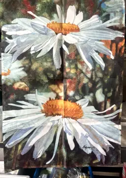 Vtg NEW Signed Toland House Large Flag Daisy Daisies Flowers USA 36" x 24"