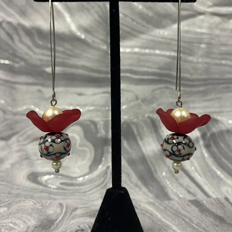 #34 "Still I Rise" Series - Handmade by Me -- Lampwork Glass Earrings