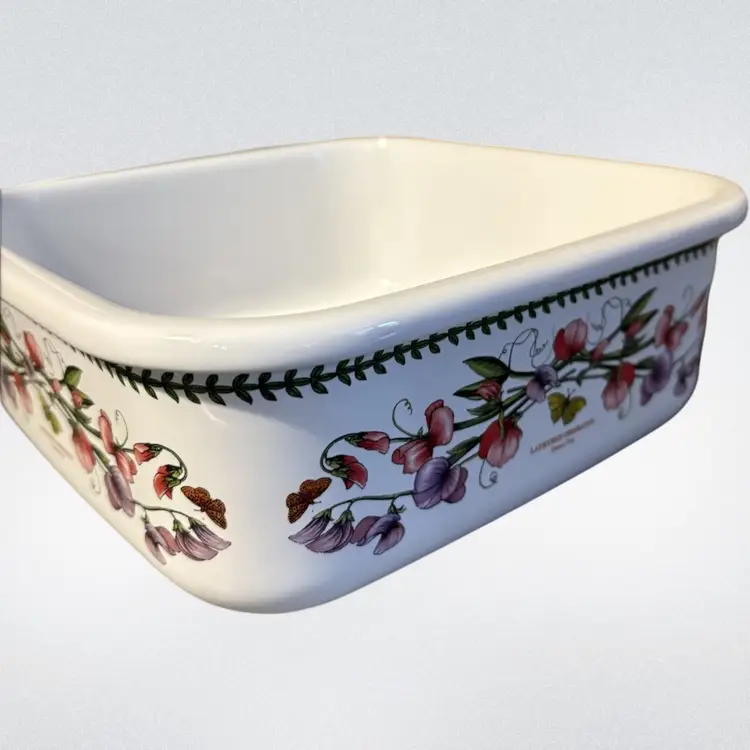 Portmeirion Sweet Pea Ceramic Square Storage Bowl with Plastic Lid