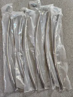 Lot of (6) U.S. Futaba Decorative Small Appliance/Cabinet Steel Arched 12" Pulls