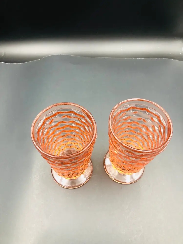 2 Vintage American Whitehall Pink Cubist Colony Colonial Iced Tea