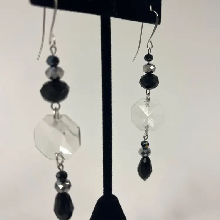 #40 "Swing from a Chandelier" - Handmade by Me -- Upcycled Antique Chandelier Glass Earrings