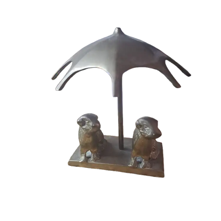 Brass Sheep with Umbrella Desk Decor/ Paperweight