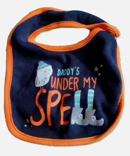 Baby Halloween Bib Orange Black Witch Owl Fall Autumn Daddys Under My Spell OSFM