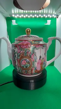 Vintage Japanese /Decorated In Hong Kong Rose Medallion-Style Teapot | Hand Painted |  C. 1940s-1950s