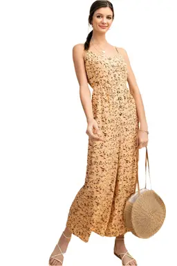 Kori Floral Print Jumpsuit - Apricot