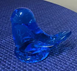Bluebird of Happiness Signed Leo Ward Blue Glass Bird 1993