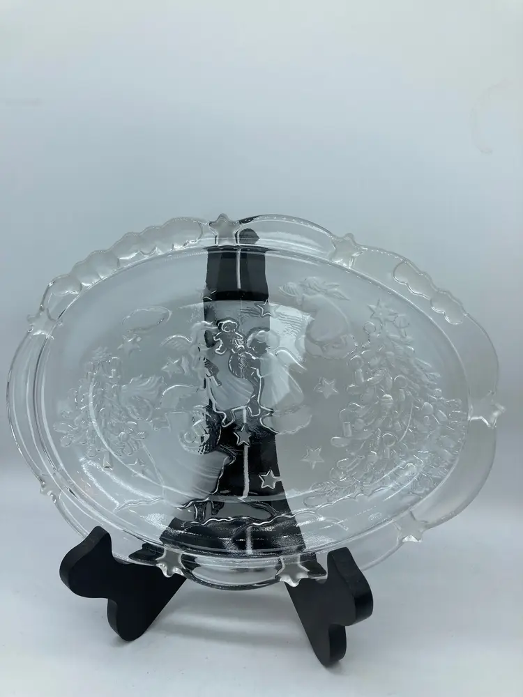 MIKASA Holiday Lights Crystal  Dish 9 1/4" Angel Frosted Accent