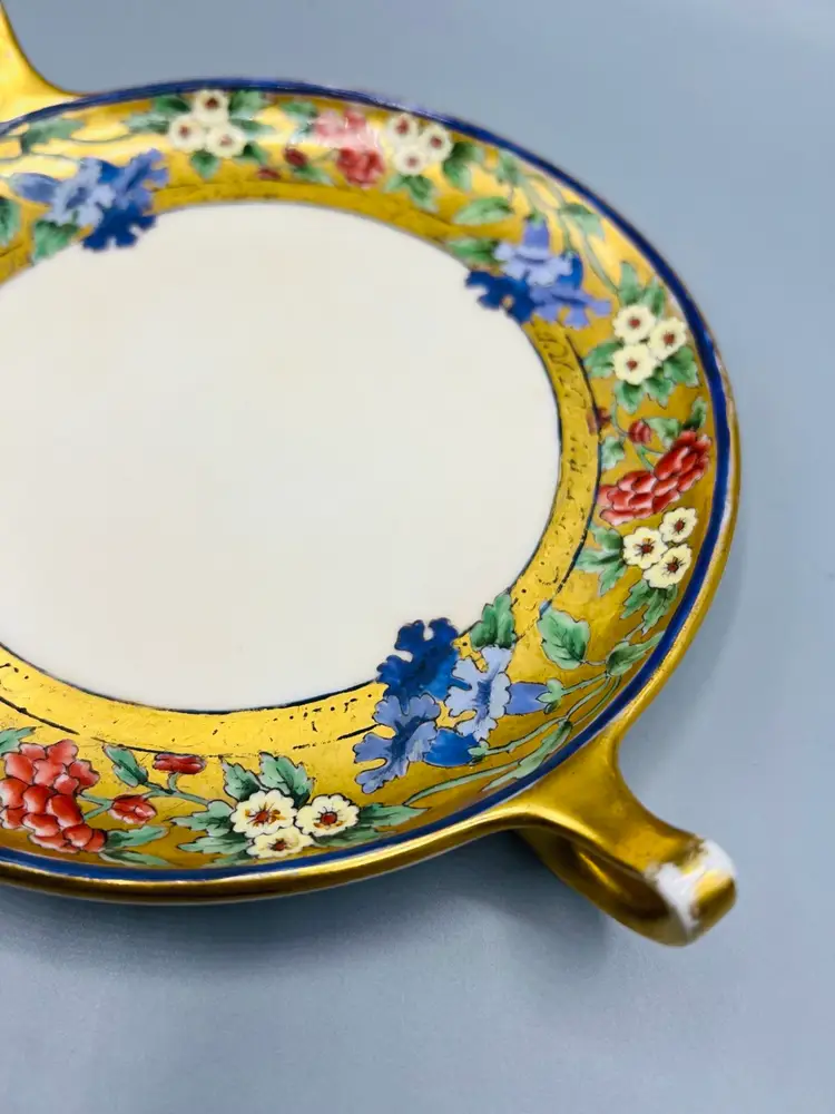 Hand Painted Bavaria Antique Dish With Handles Signed And Dated 1914