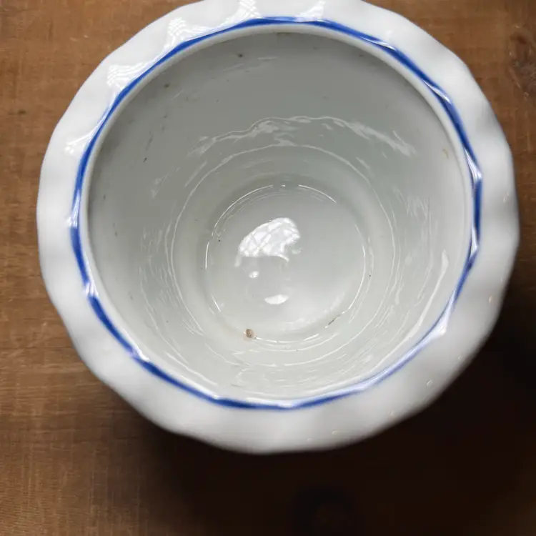 Cornishware Blue and White Striped Small Ruffled Planter