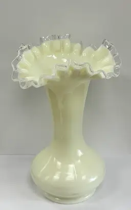 Fenton Ivory Uranium Glass Vase