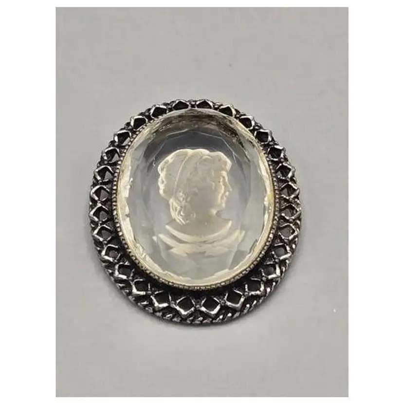 Intaglio Lucite Cameo Pendant- Victorian Style