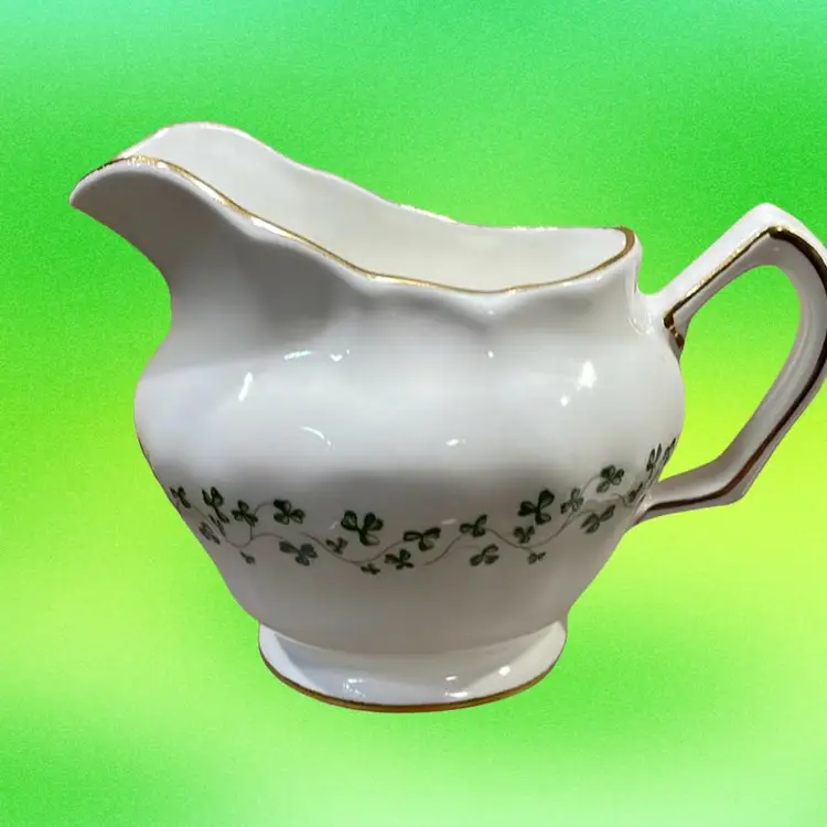 Vintage Royal Tara Shamrock Bone China Cream Pitcher and Sugar Bowl Set Made In Ireland